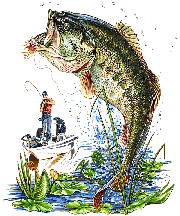 Fish Jumping by Boat DTF (direct-to-film) Transfer