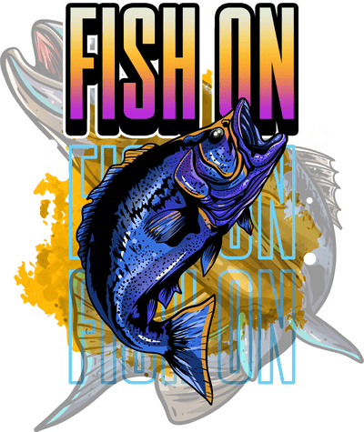 Fish On Blue Fish DTF (direct-to-film) Transfer