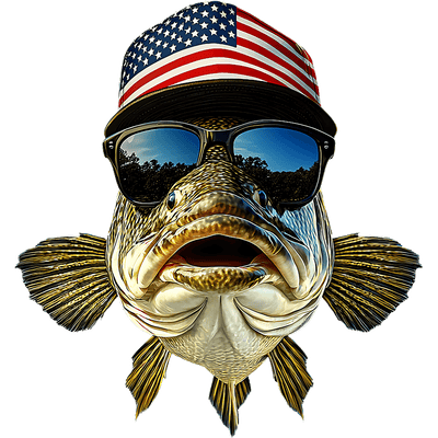 Fish in USA Hat DTF (direct-to-film) Transfer