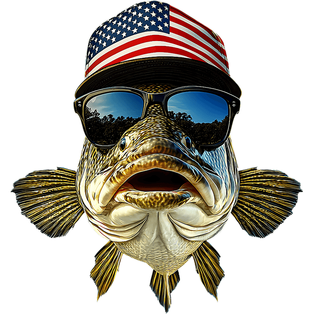 Fish in USA Hat DTF (direct-to-film) Transfer