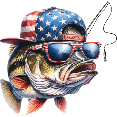 Fish in USA Shades DTF (direct-to-film) Transfer