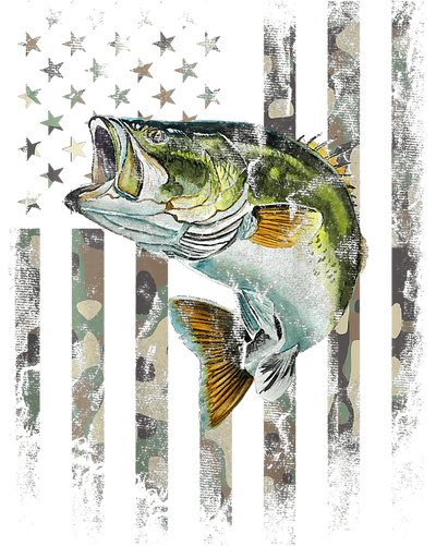 Fish with Distressed Camo Flag DTF (direct-to-film) Transfer