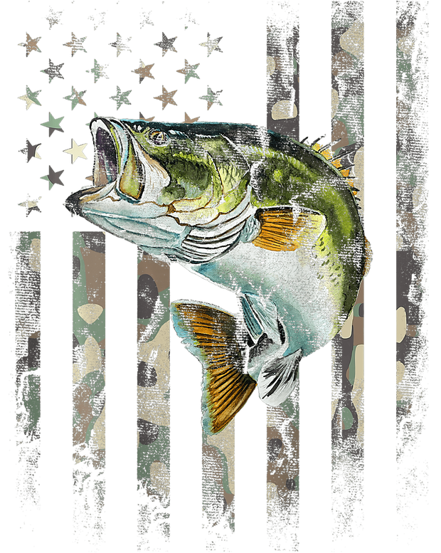 Fish with Distressed Camo Flag DTF (direct-to-film) Transfer