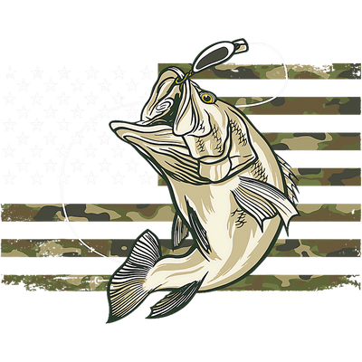 Fish with Hook in Mouth & Camo Flag DTF (direct-to-film) Transfer