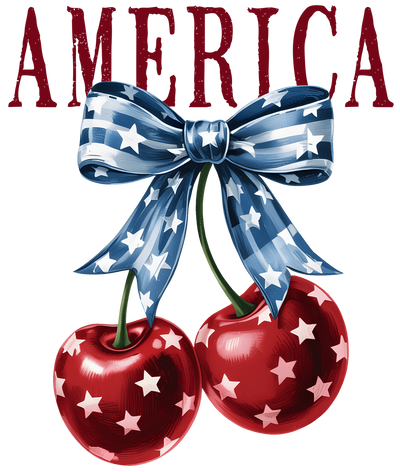 Flag Colored Cherries America DTF (direct-to-film) Transfer