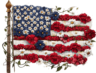 Flag Made of Vines & Flowers DTF (direct-to-film) Transfer