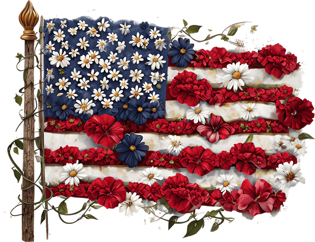 Flag Made of Vines & Flowers DTF (direct-to-film) Transfer