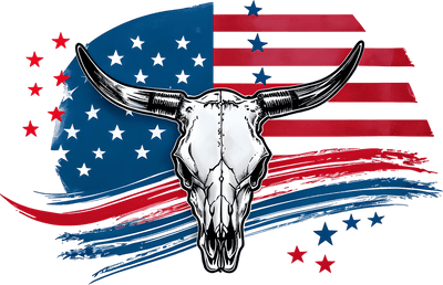 Flag Stars & Skull DTF (direct-to-film) Transfer