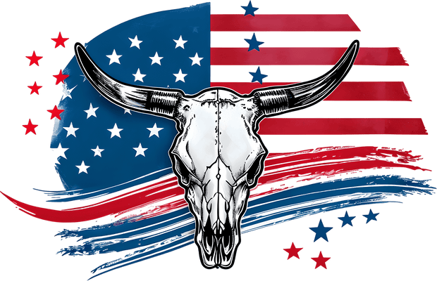 Flag Stars & Skull DTF (direct-to-film) Transfer