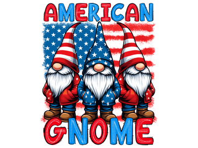 Flag & American Gnomes DTF (direct-to-film) Transfer