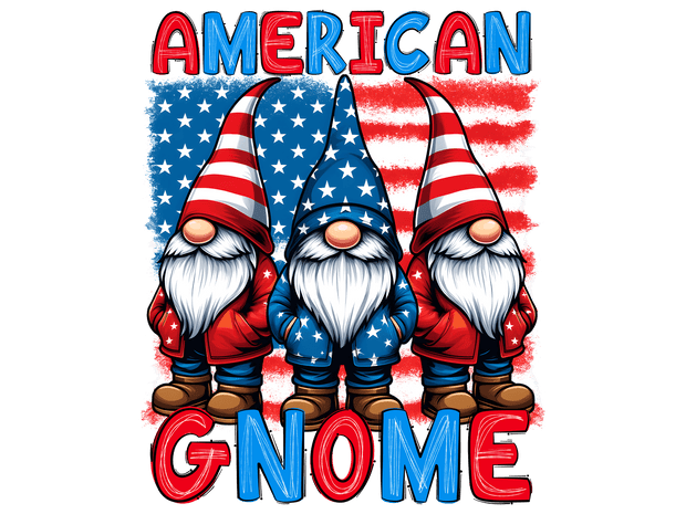 Flag & American Gnomes DTF (direct-to-film) Transfer
