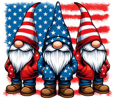 Flag & Three USA Gnomes DTF (direct-to-film) Transfer