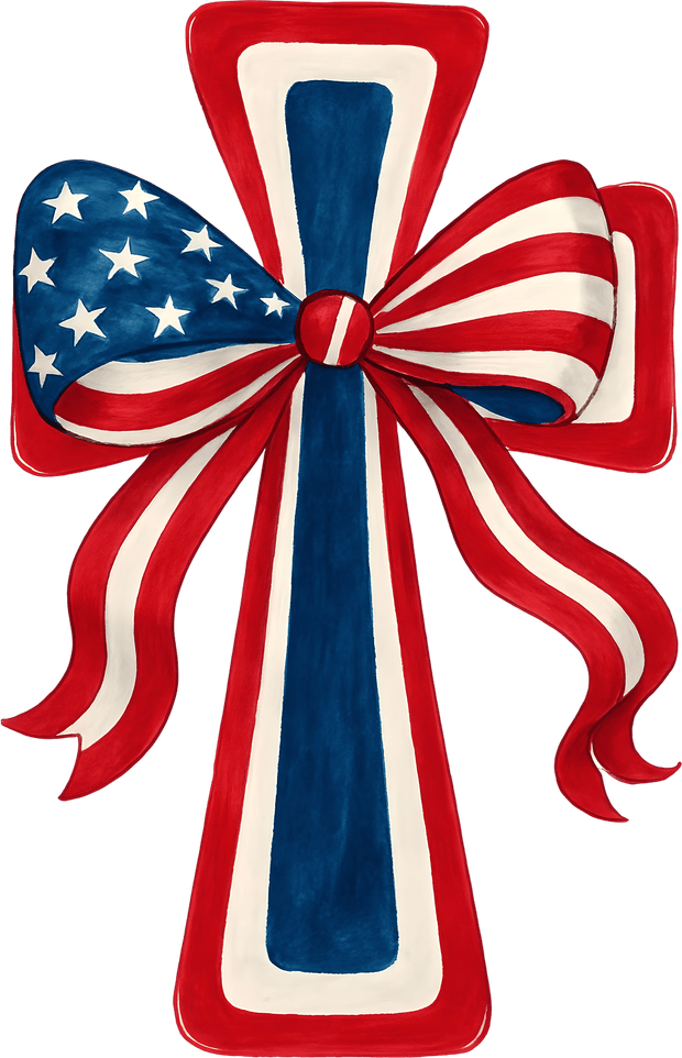 Flag in Shape of Cross DTF (direct-to-film) Transfer