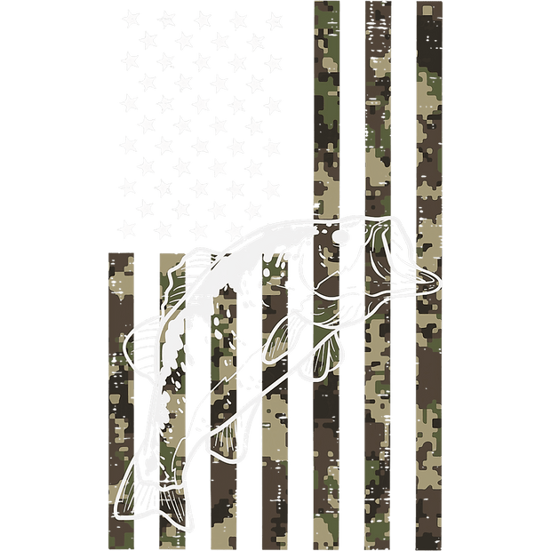 Flag of Camo & White Stars DTF (direct-to-film) Transfer