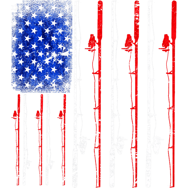 Flag of Red Fishing Poles DTF (direct-to-film) Transfer