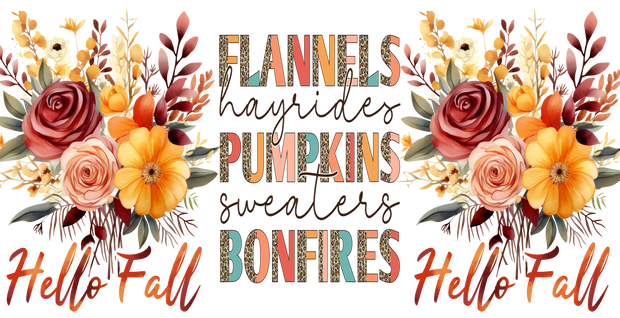 Flannels Hayrides Pumpkins Sweaters 16oz UV DTF Libby Cup Wrap