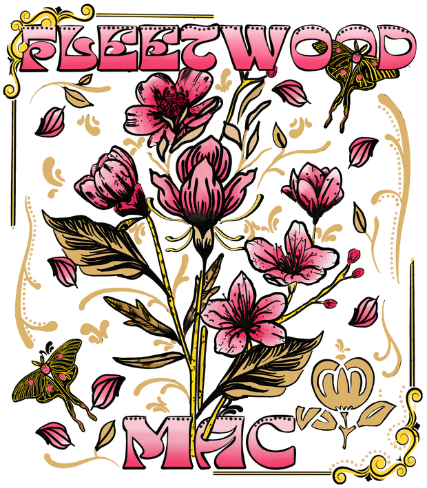 Fleetwood Mac Pink and Gold DTF (direct-to-film) Transfer