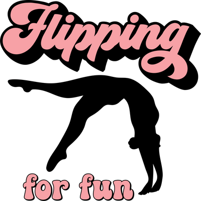 Flipping For Fun In Pink And Black Gymnastics  DTF (direct-to-film) Transfer
