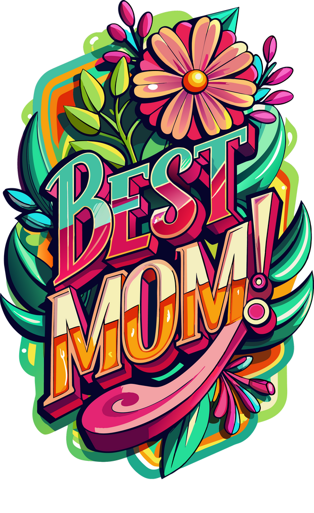 Floral Best Mom Multicolored DTF (direct-to-film) Transfer