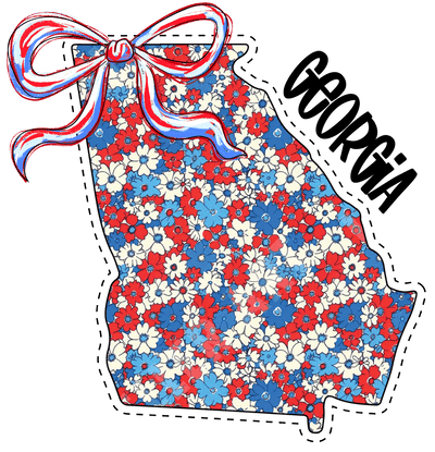 Floral GA with Bow DTF (direct-to-film) Transfer