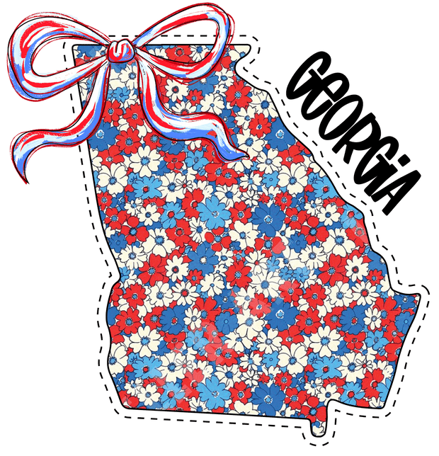 Floral GA with Bow DTF (direct-to-film) Transfer