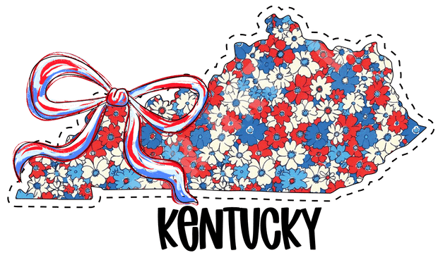 Floral KY with Bow DTF (direct-to-film) Transfer