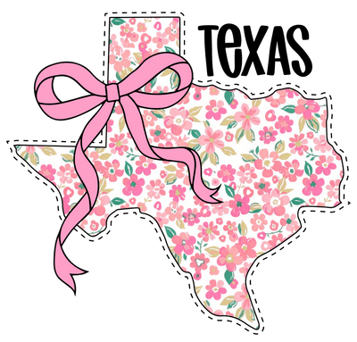 Floral State TX DTF (direct-to-film) Transfer