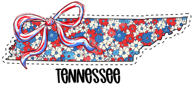 Floral TN with Bow DTF (direct-to-film) Transfer