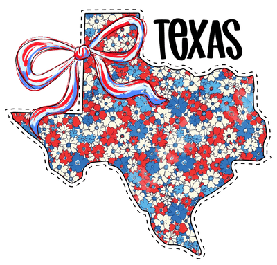 Floral TX with Bow DTF (direct-to-film) Transfer