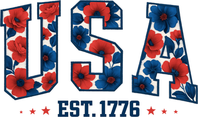 Floral USA Est 1776 DTF (direct-to-film) Transfer