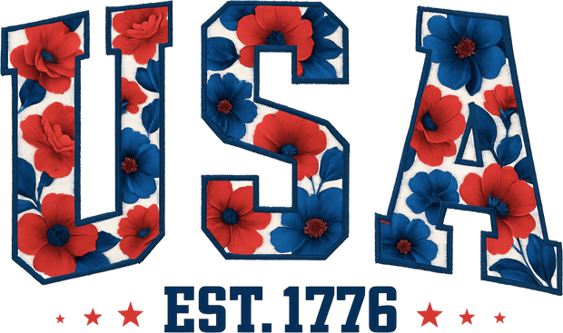 Floral USA Est 1776 DTF (direct-to-film) Transfer