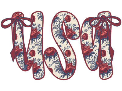 Floral USA & Red Bows DTF (direct-to-film) Transfer