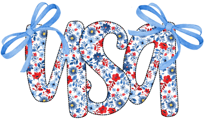 Floral USA with Bow DTF (direct-to-film) Transfer