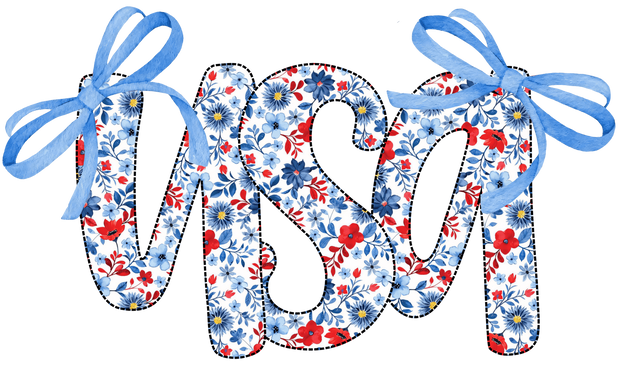 Floral USA with Bow DTF (direct-to-film) Transfer