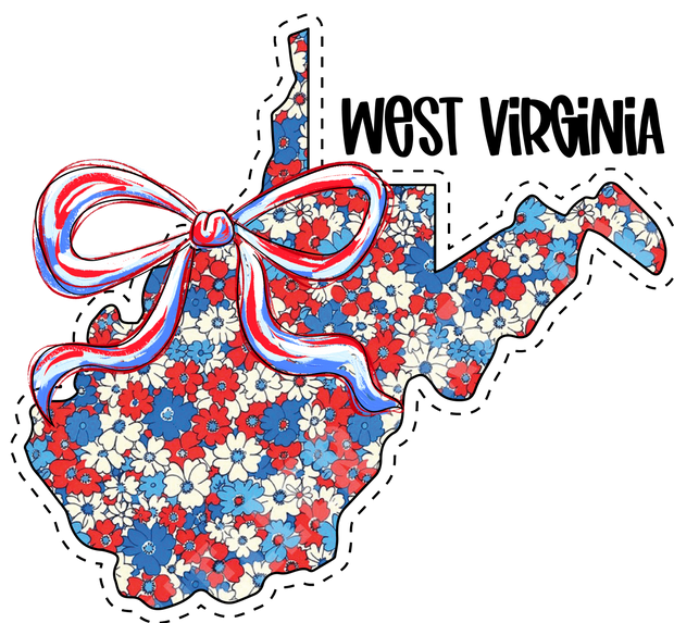 Floral WV with Bow DTF (direct-to-film) Transfer