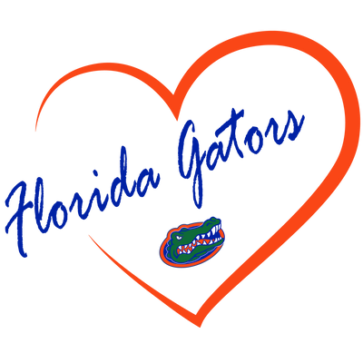 Florida Gators inside Orange Heart DTF (direct-to-film) Transfer