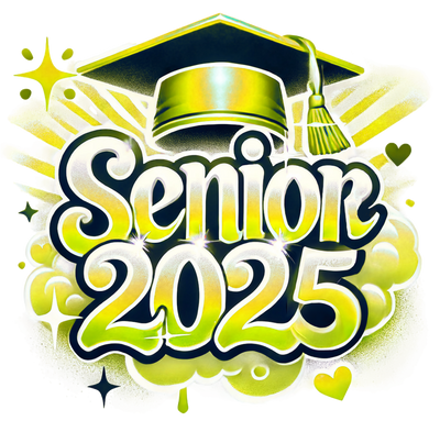 Fluffy Yellow Senior 2025 Airbrushed DTF (direct-to-film) Transfer