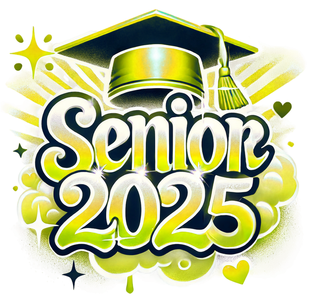 Fluffy Yellow Senior 2025 Airbrushed DTF (direct-to-film) Transfer