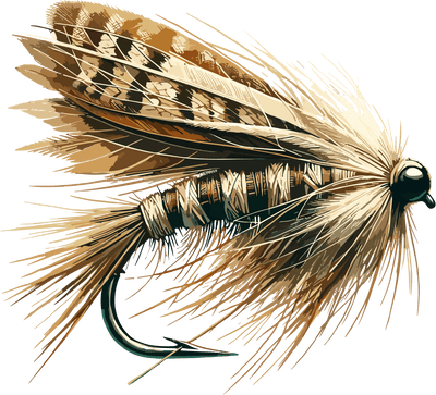 Fly Fish Lure Brown & Tan DTF (direct-to-film) Transfer