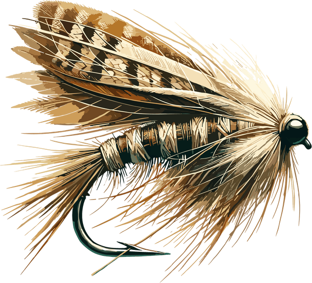 Fly Fish Lure Brown & Tan DTF (direct-to-film) Transfer