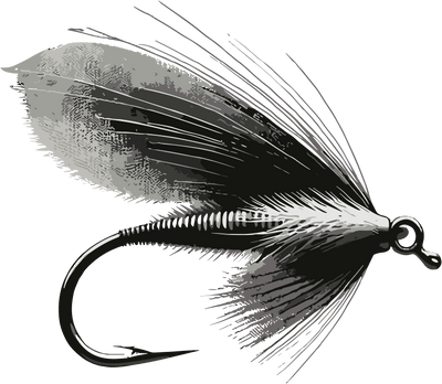 Fly Fishing Lure Black & Gray DTF (direct-to-film) Transfer