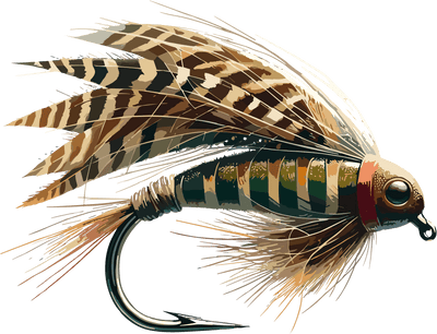 Fly Fishing Lure Green & Brown DTF (direct-to-film) Transfer