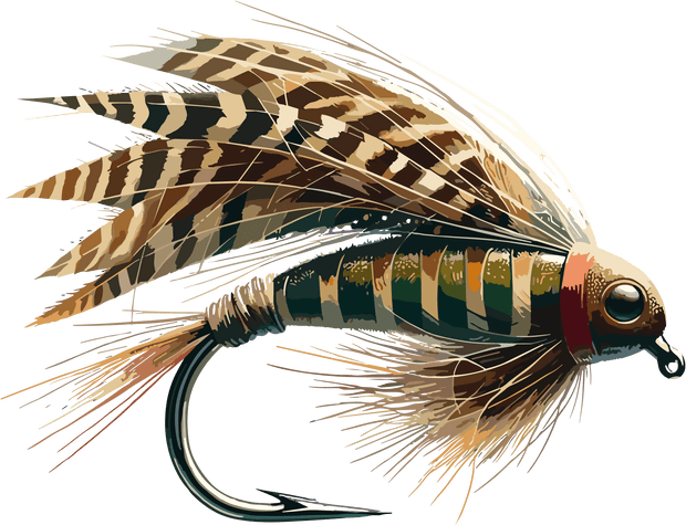 Fly Fishing Lure Green & Brown DTF (direct-to-film) Transfer