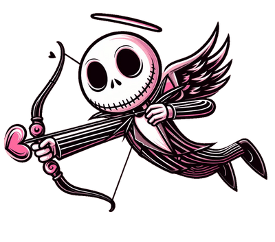 Flying Jack Skellington Cupid Valentine DTF (direct-to-film) Transfer