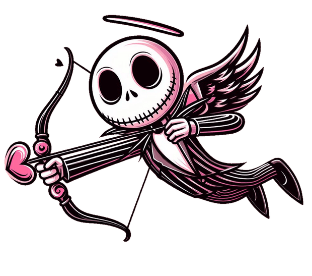 Flying Jack Skellington Cupid Valentine DTF (direct-to-film) Transfer
