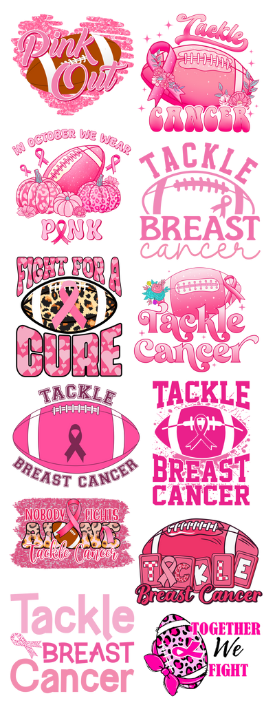 Football Breast Cancer Awareness Pink Out 60" DTF Direct to Film Ready to Ship Gang Sheet