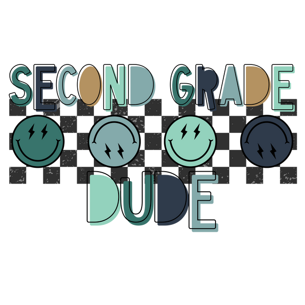Four Smiley Faces Second Grade Dude DTF (direct-to-film) Transfer