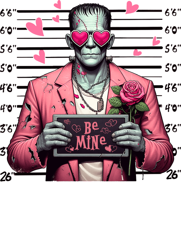 Frankenstein Valentine Mug Shot DTF (direct-to-film) Transfer