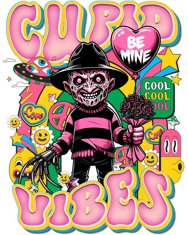 Freddy Krueger in Pink Valentine DTF (direct-to-film) Transfer