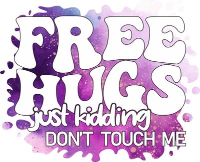 Free Hugs Purple Color Splash DTF (direct-to-film) Transfer
